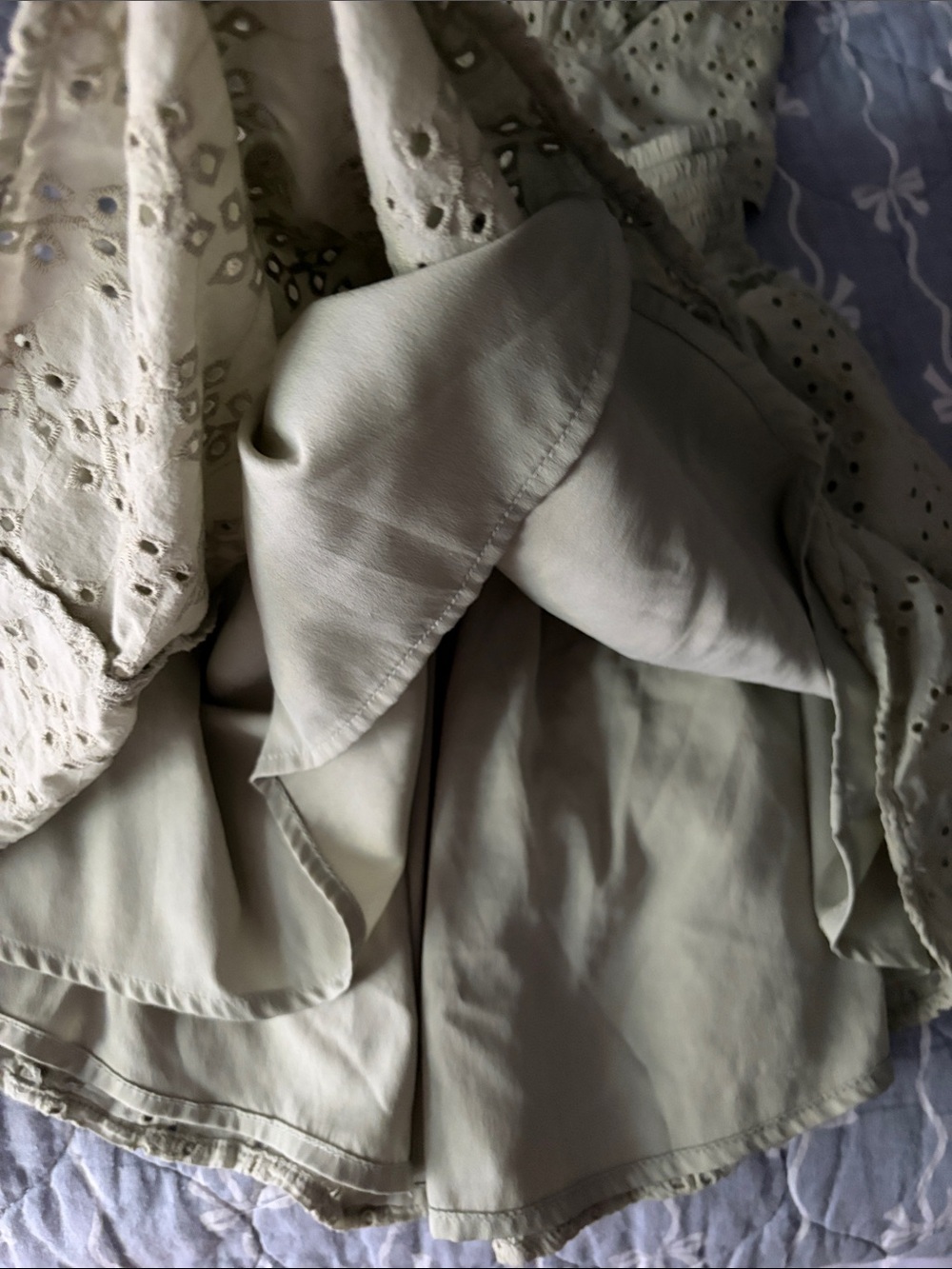 Hollister Sage Green Eyelet Tiered Mini Skirt Set - Picture 4 of 5